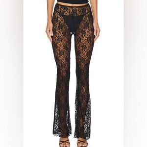Black Floral Lace Sheer Pants